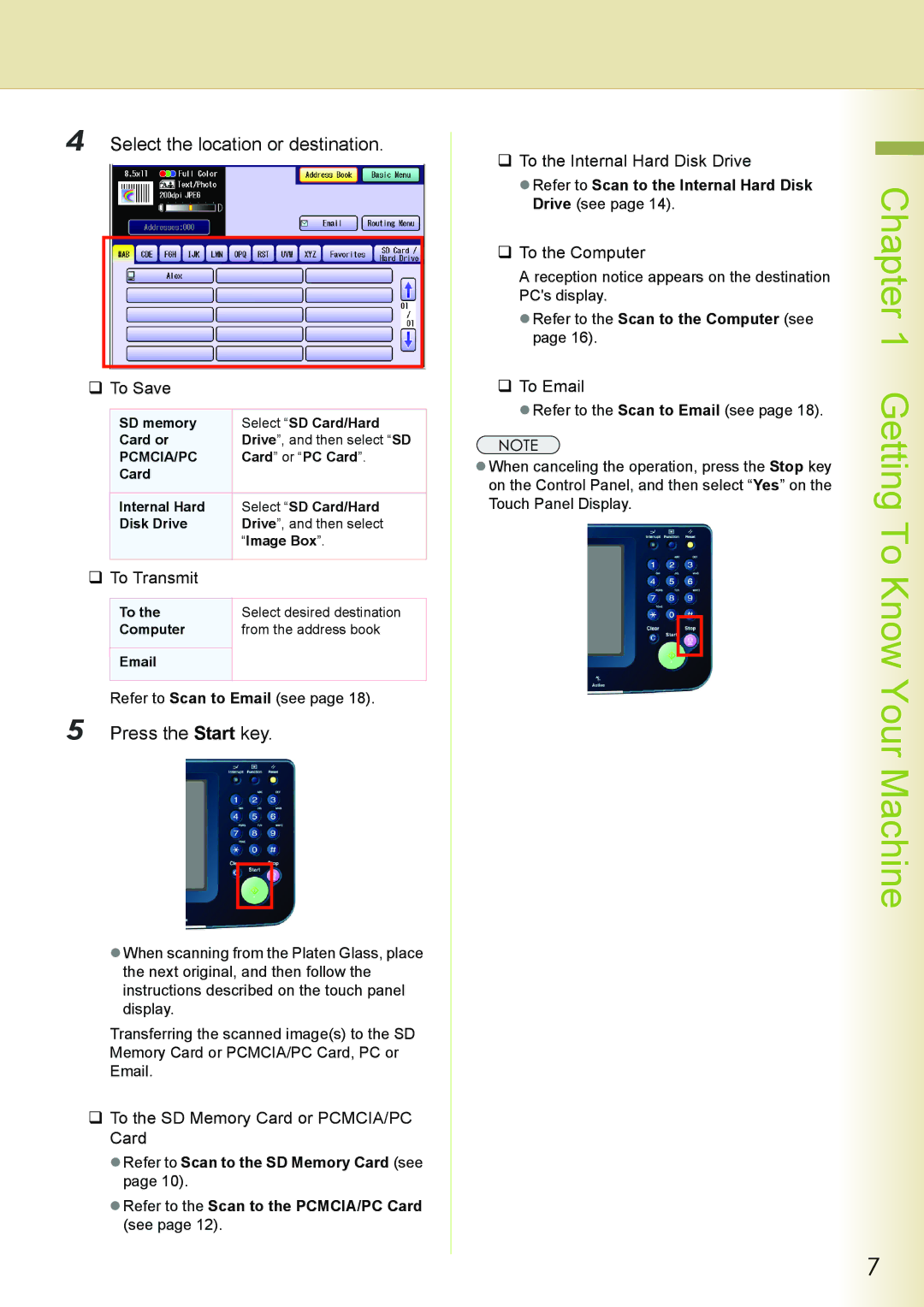 Philips DP-C262 manual Select the location or destination, Press the Start key 