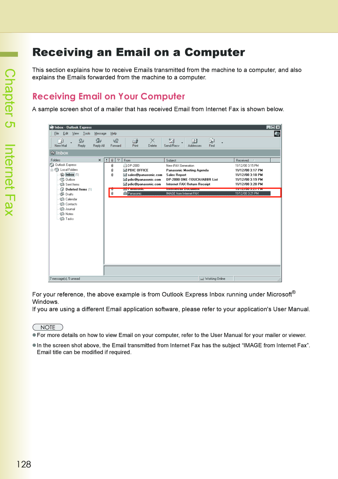 Philips DP-C262 manual Receiving an Email on a Computer, Receiving Email on Your Computer, 128 