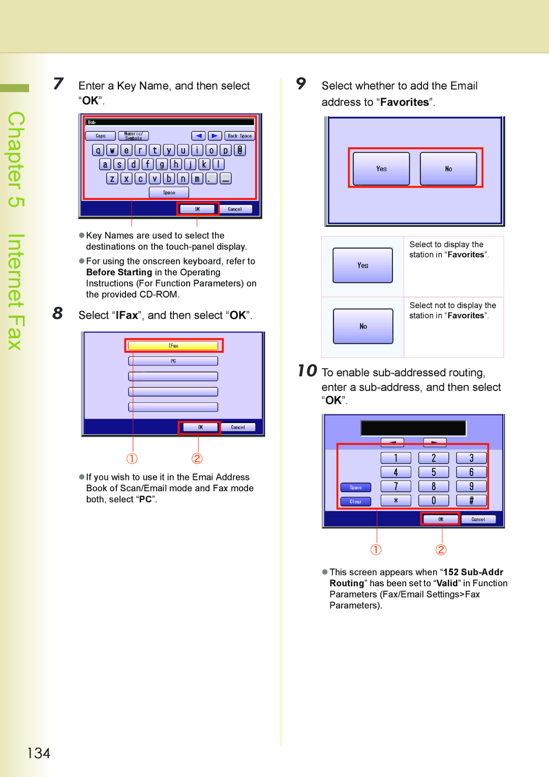 Philips DP-C262 manual 134, Enter a Key Name, and then select OK, Select IFax, and then select OK 