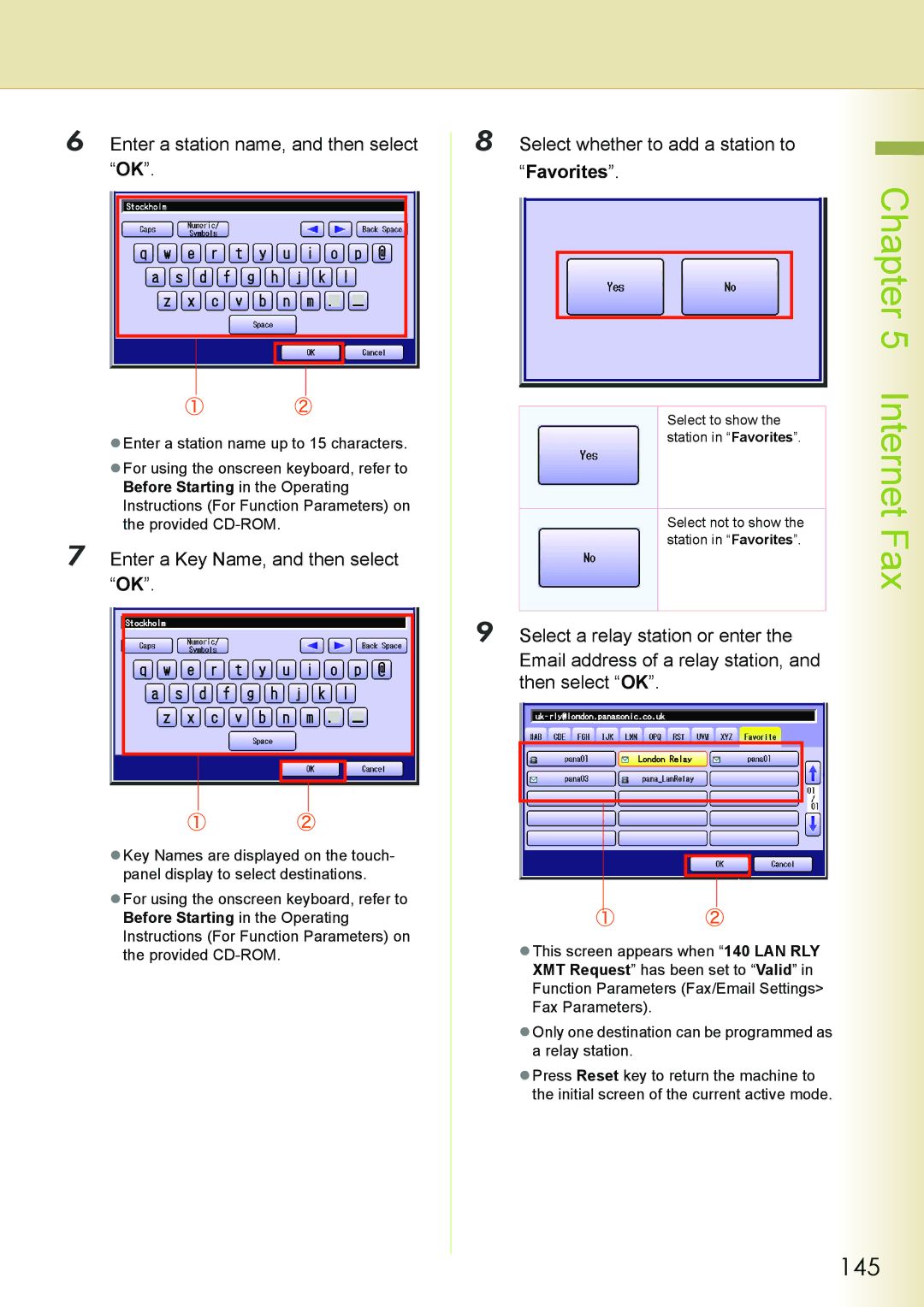 Philips DP-C262 manual 145, Enter a station name, and then select OK, Select whether to add a station to, Favorites 