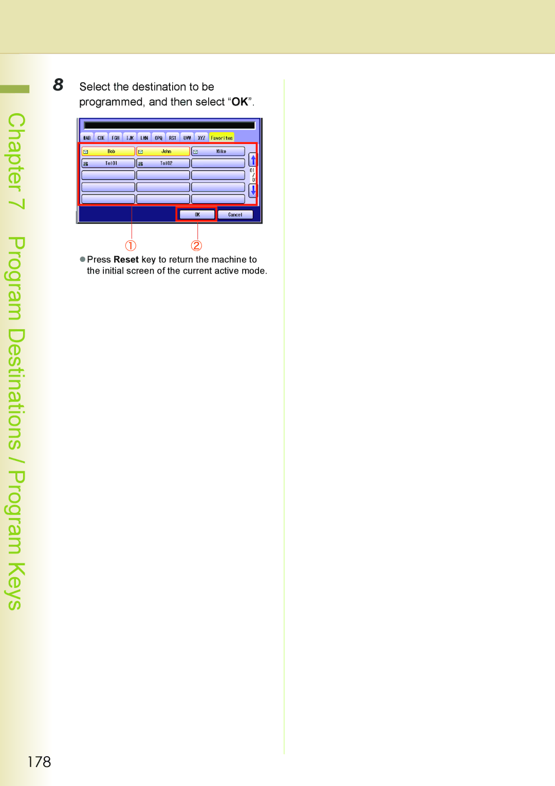 Philips DP-C262 manual 178, Select the destination to be programmed, and then select OK 