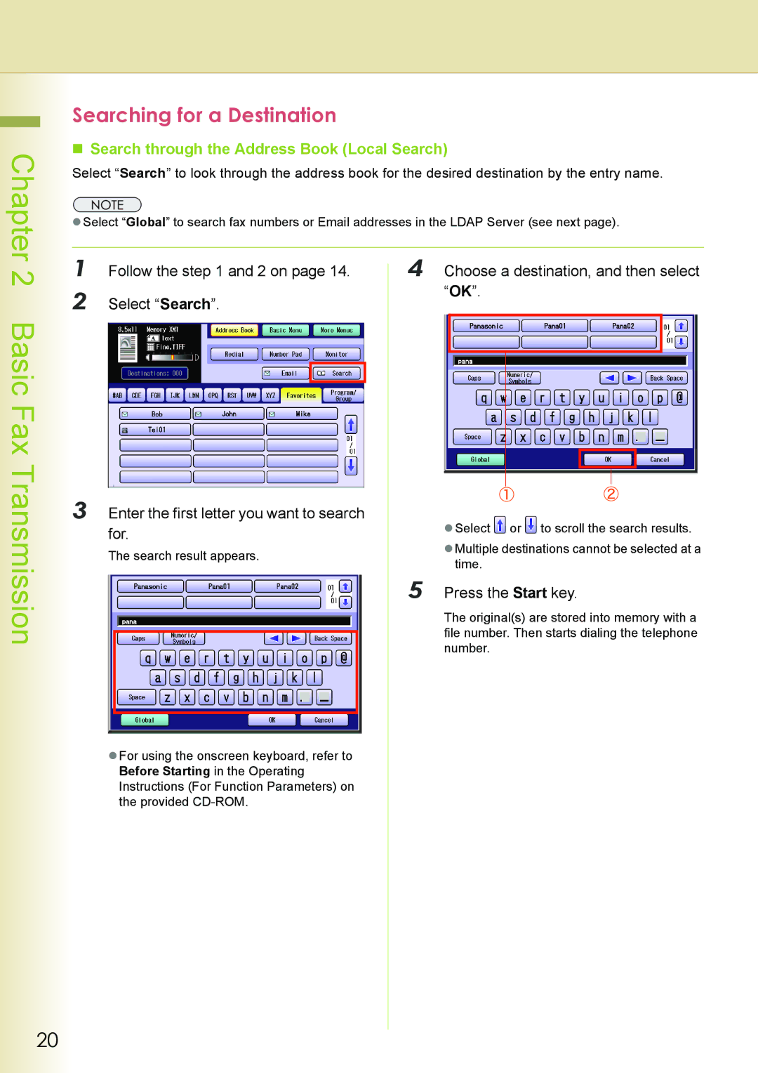 Philips DP-C262 manual Searching for a Destination, „ Search through the Address Book Local Search 