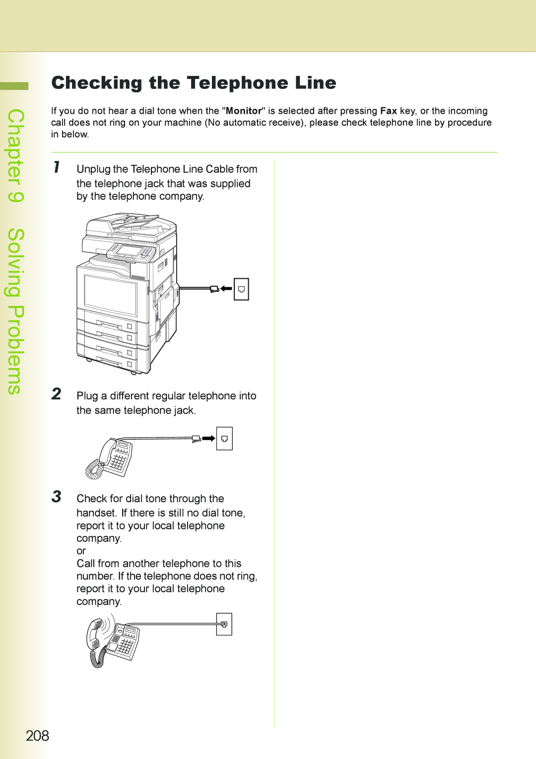 Philips DP-C262 manual Checking the Telephone Line, 208 