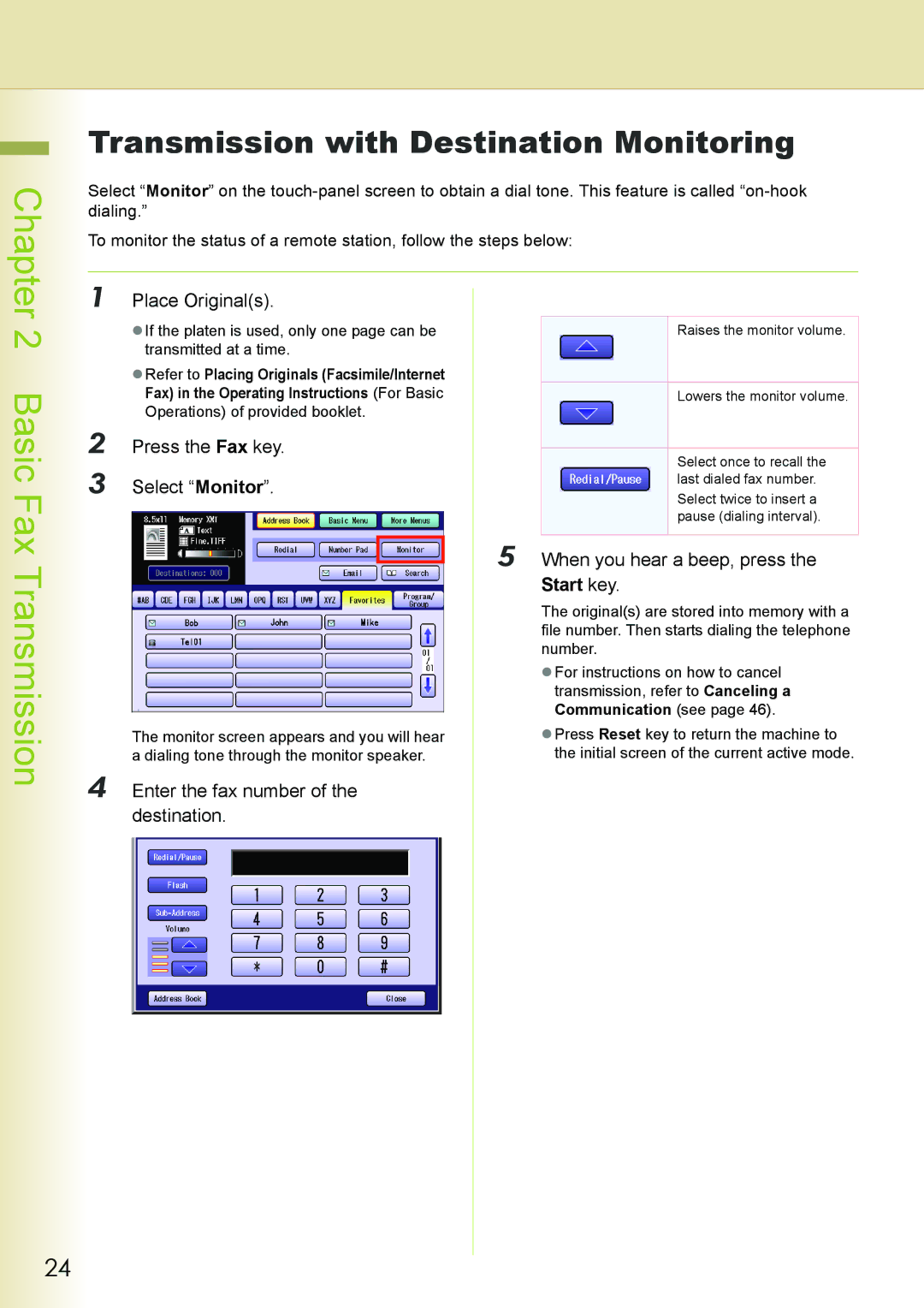 Philips DP-C262 manual Transmission with Destination Monitoring, Start key 