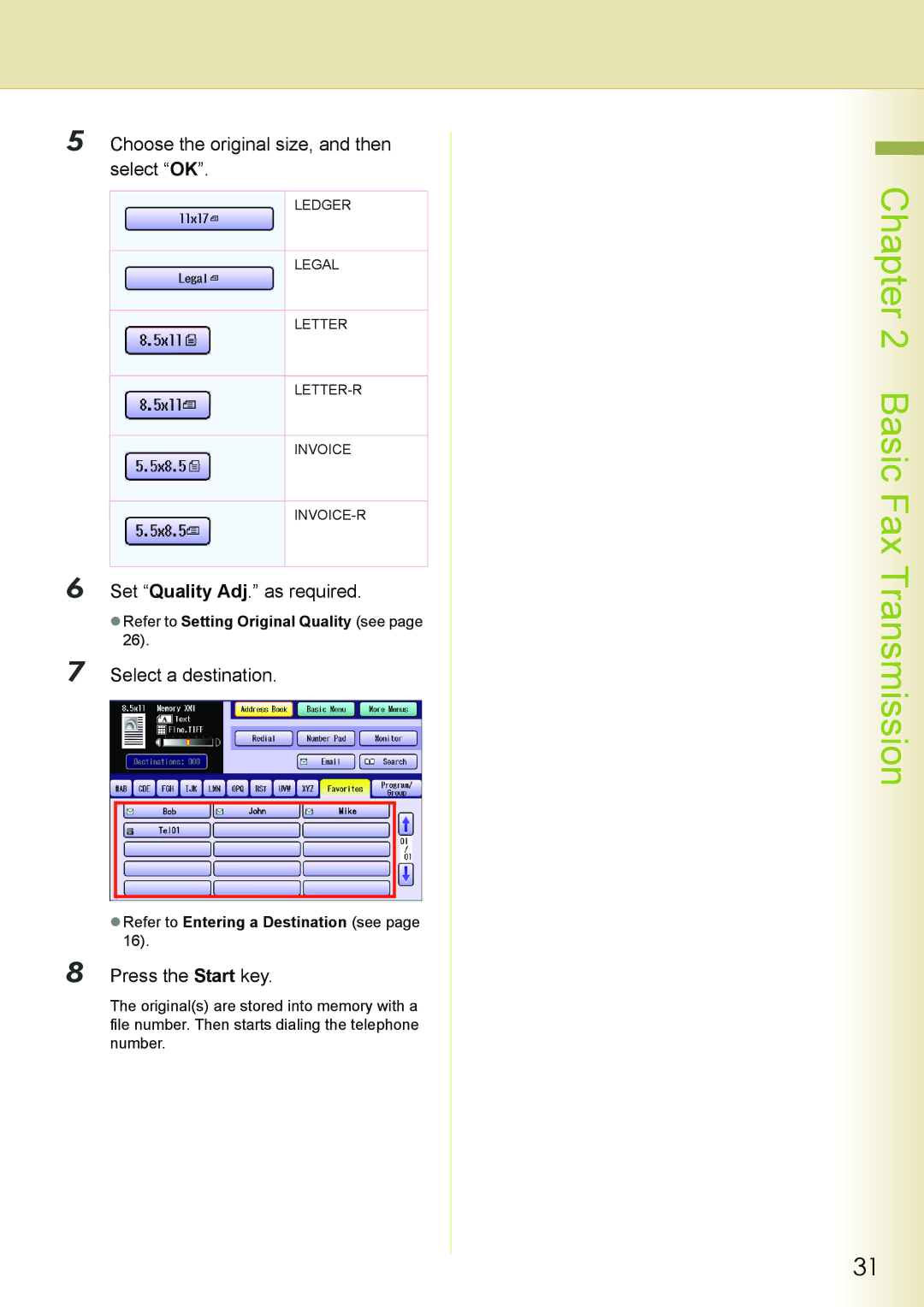 Philips DP-C262 manual Choose the original size, and then select OK, Set Quality Adj. as required 