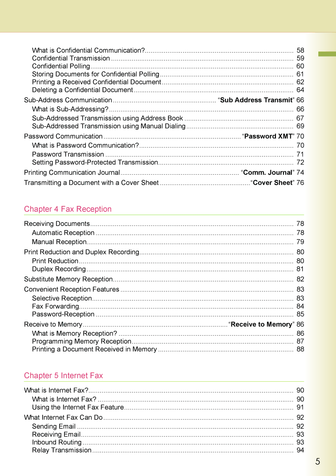 Philips DP-C262 manual Sub Address Transmit, Password XMT, Comm. Journal, Cover Sheet, Receive to Memory 