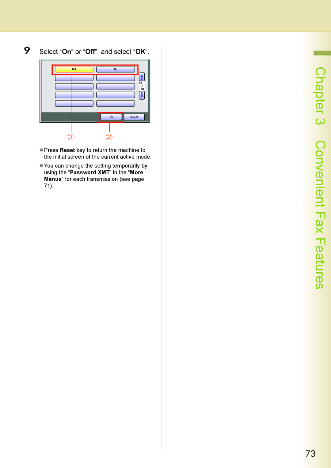 Philips DP-C262 manual Select On or Off, and select OK 