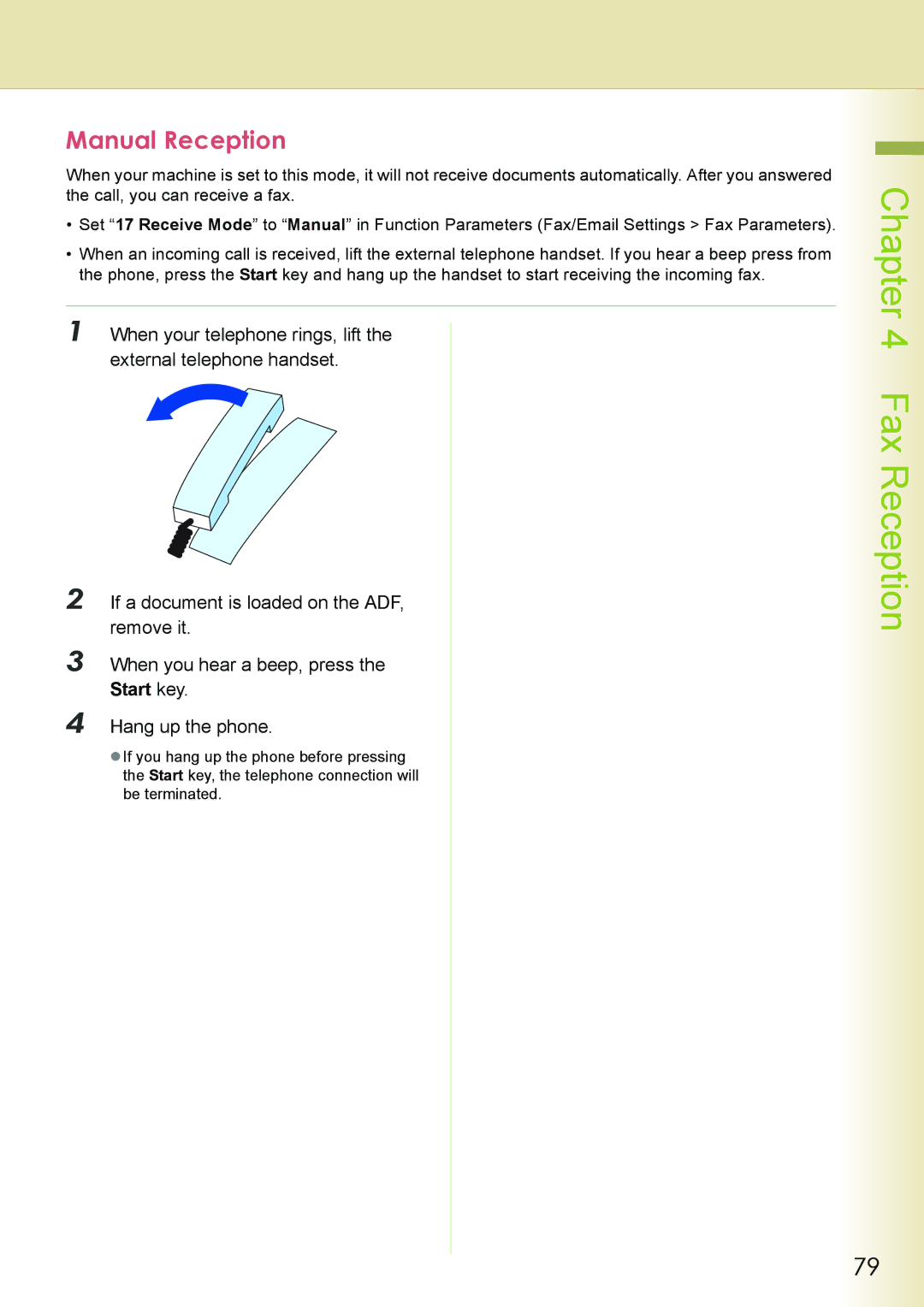 Philips DP-C262 manual Manual Reception 