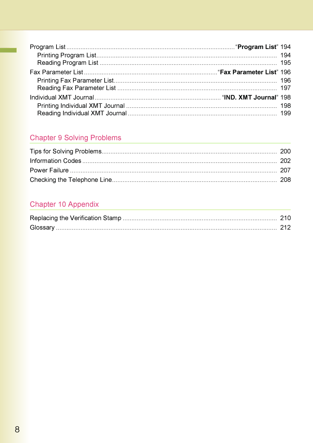 Philips DP-C262 manual Program List, Fax Parameter List, IND. XMT Journal 