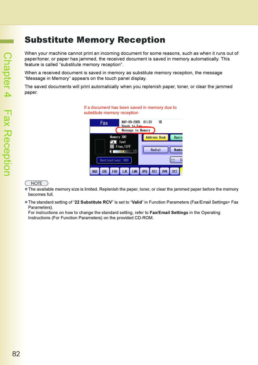 Philips DP-C262 manual Substitute Memory Reception 