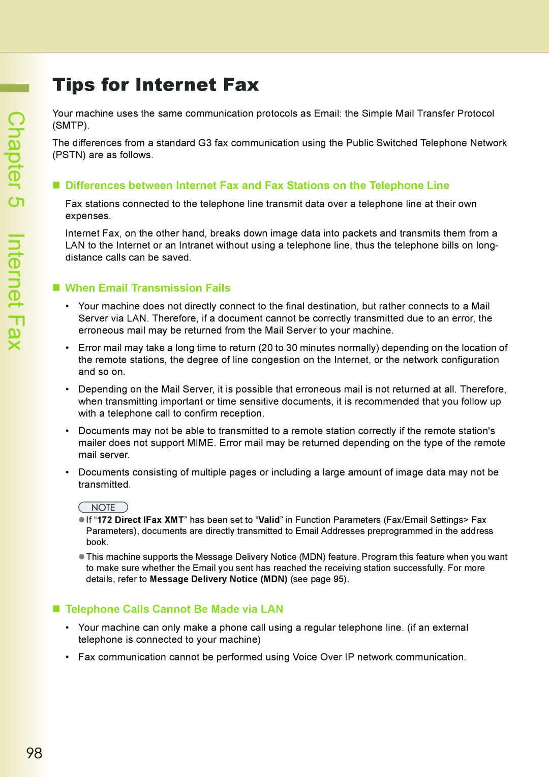 Philips DP-C262 manual Tips for Internet Fax, „ When Email Transmission Fails, „ Telephone Calls Cannot Be Made via LAN 