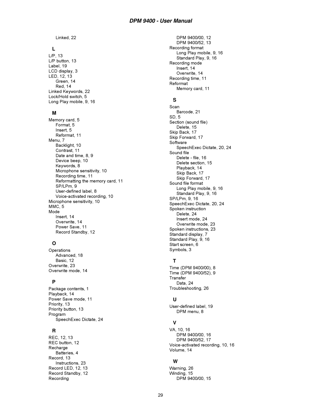 Philips DPM 9400 user manual 