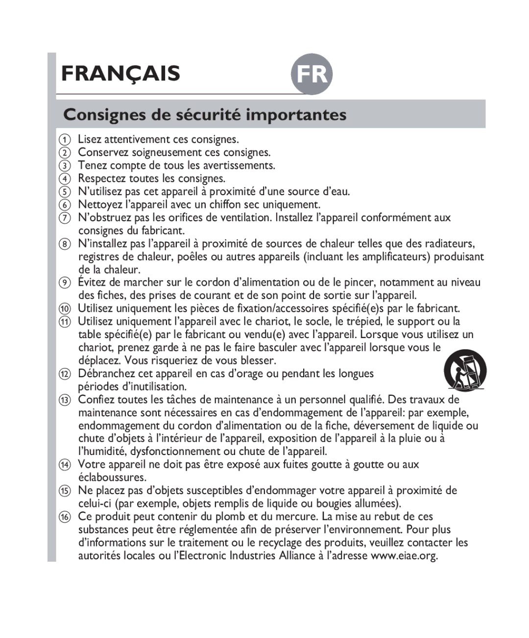 Philips DS 3000 quick start Français FR, Consignes de sécurité importantes, Lisez attentivement ces consignes 