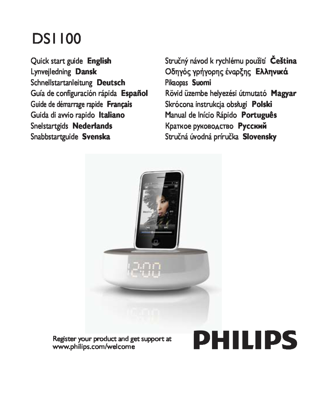 Philips DS1100 quick start Quick start guide English, Stručný návod k, Čeština, Lynvejledning Dansk, Pikaopas Suomi 