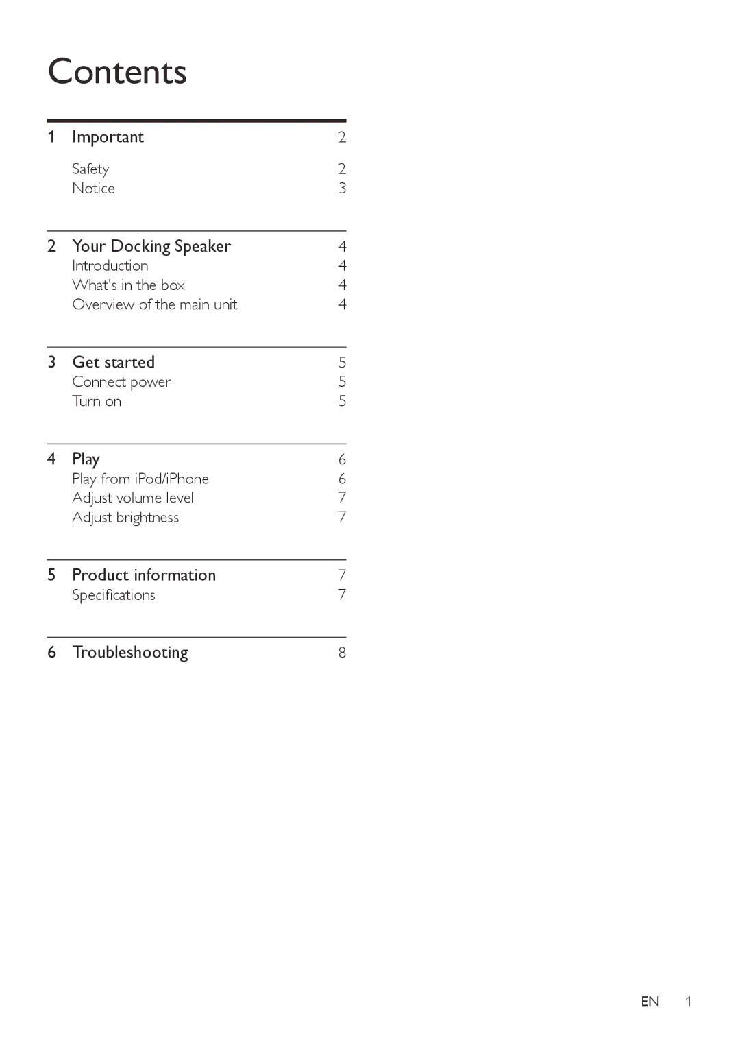 Philips DS1150/12 user manual Contents 