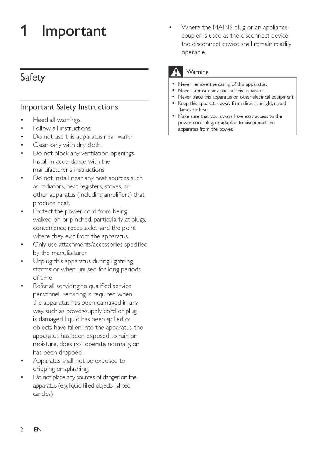 Philips DS1150/12 user manual Important Safety Instructions 