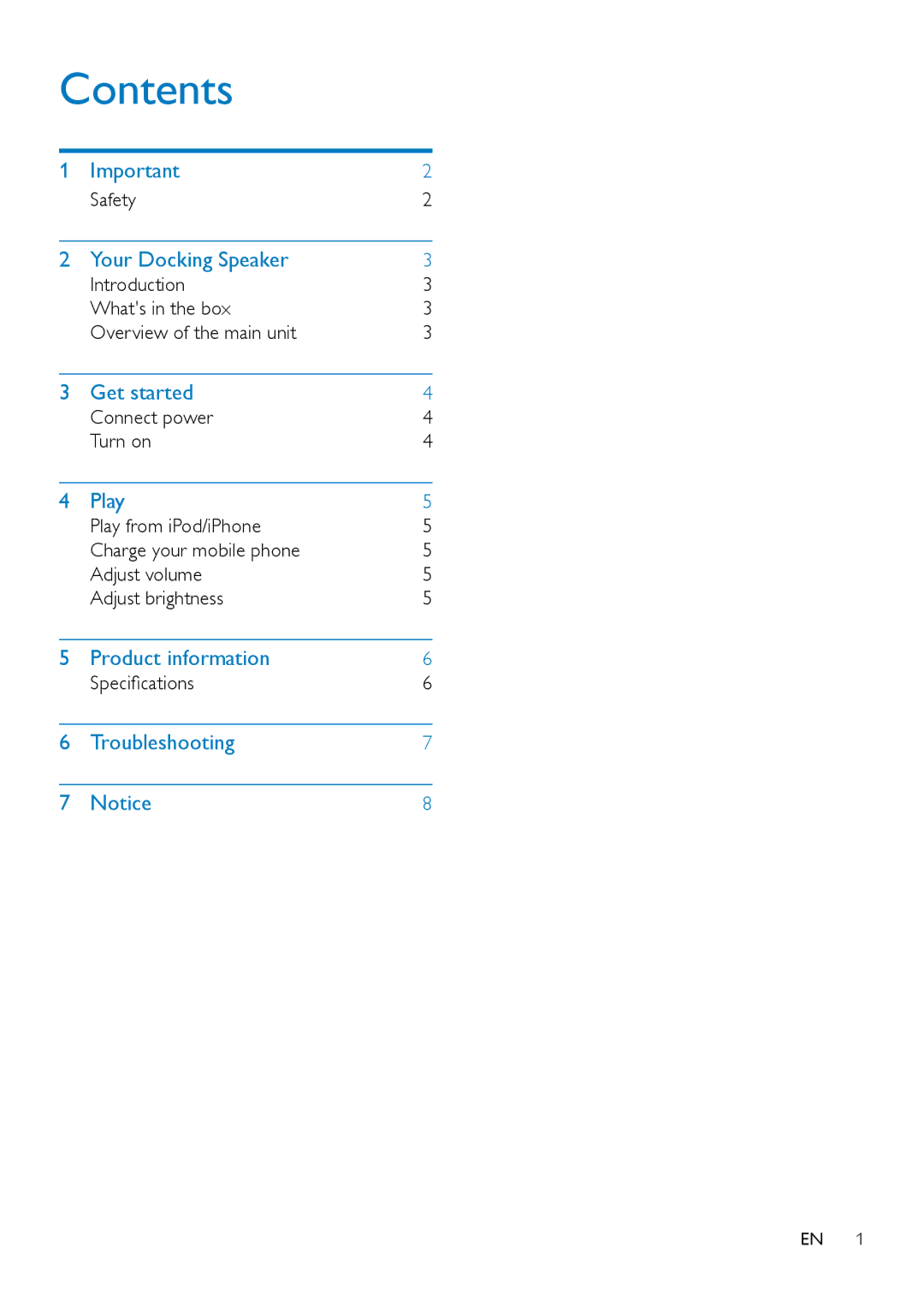 Philips DS1400 user manual Contents 