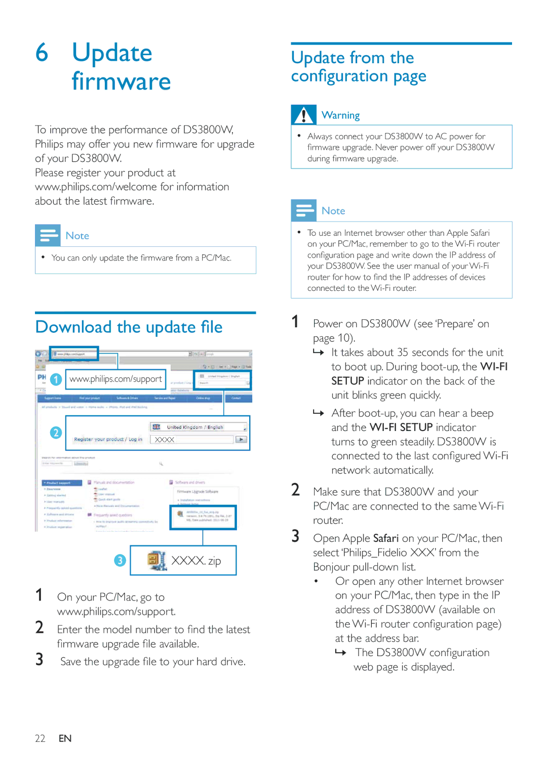 Philips DS3800W/10 user manual Update firmware, Update from, To improve the performance of DS3800W Your DS3800W 