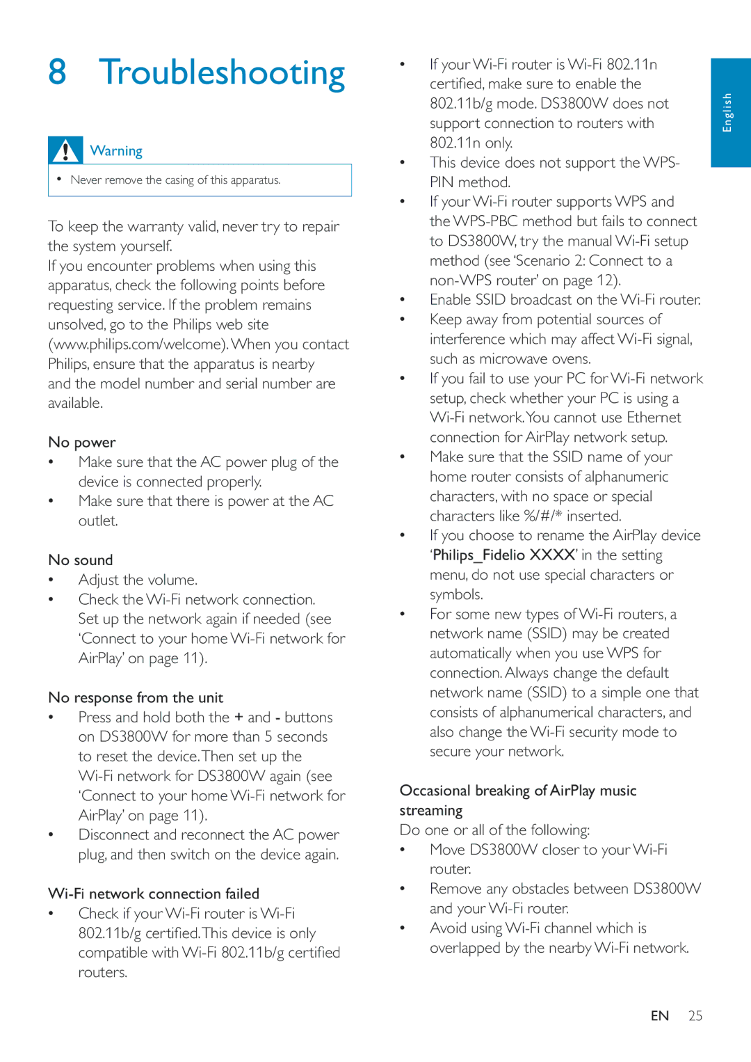 Philips DS3800W/10 user manual Troubleshooting 