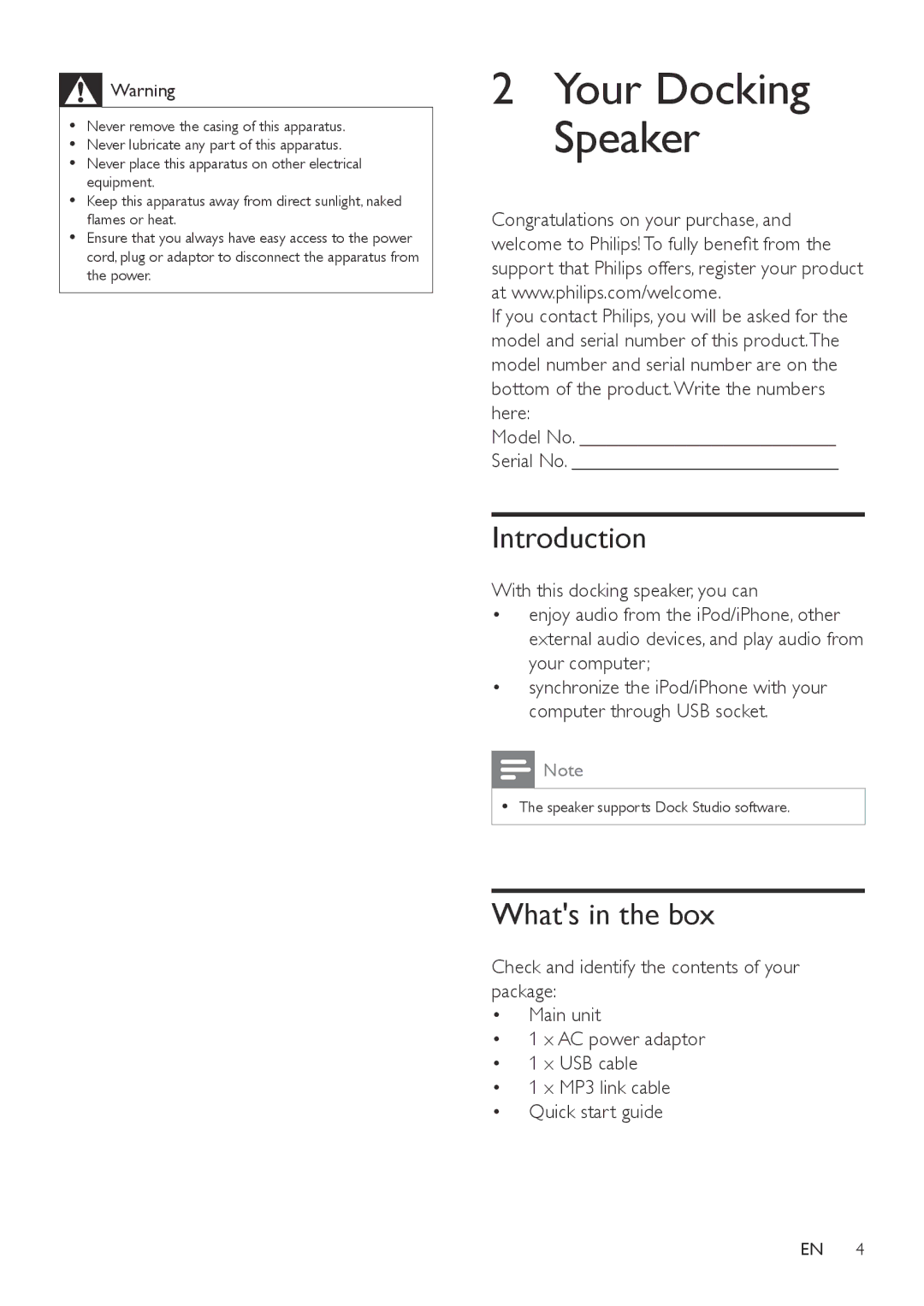 Philips DS6100 user manual Introduction, Whats in the box 