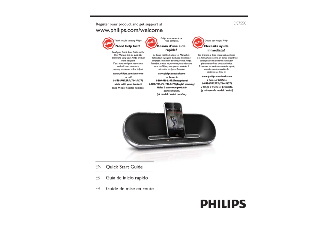 Philips DS7550/37 quick start Register your product and get support at 