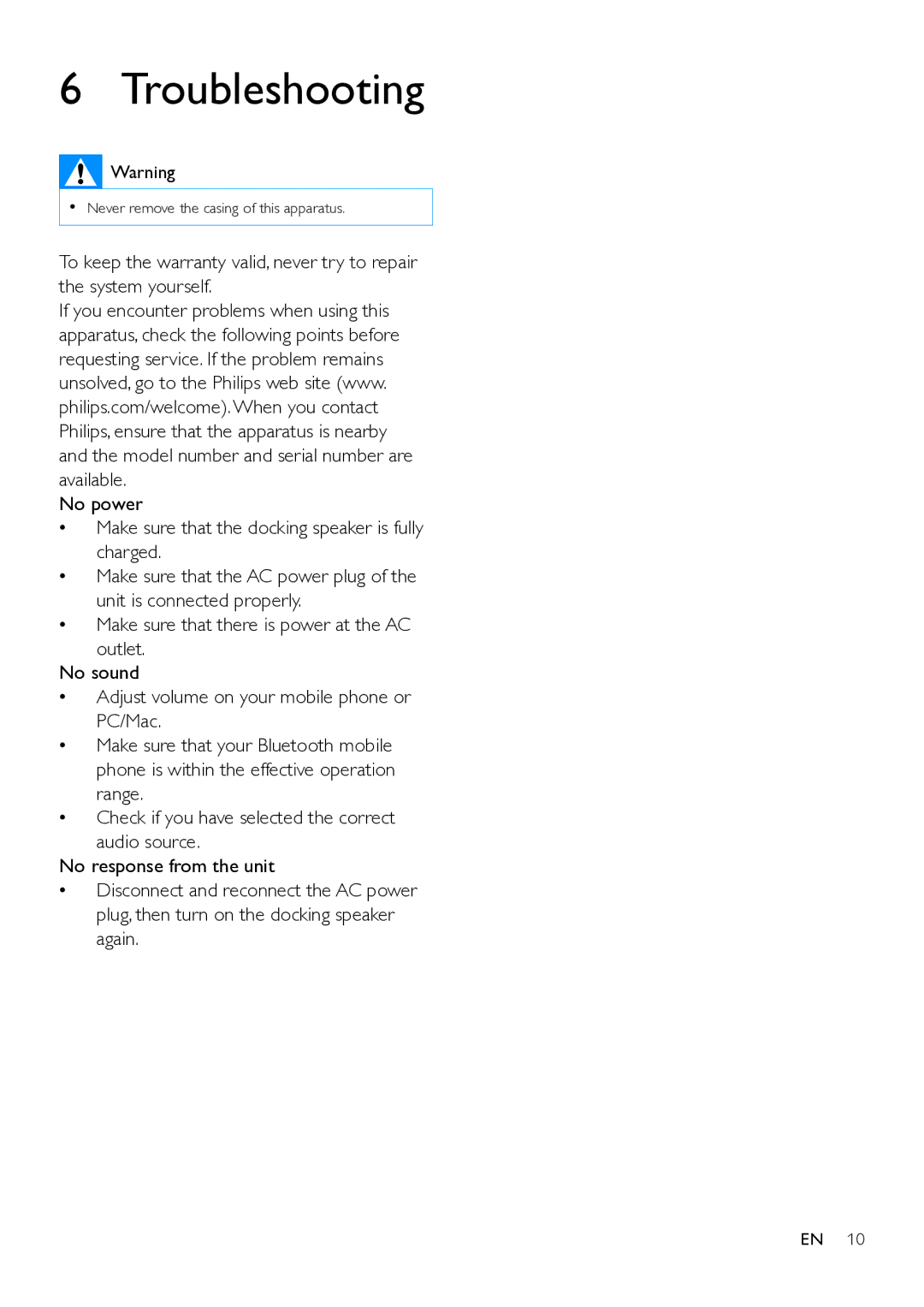 Philips DS7880/37 user manual Troubleshooting 