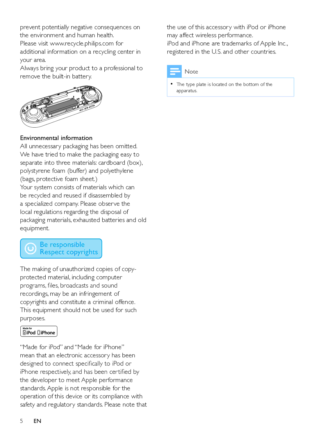 Philips DS7880/37 user manual Environmental information 