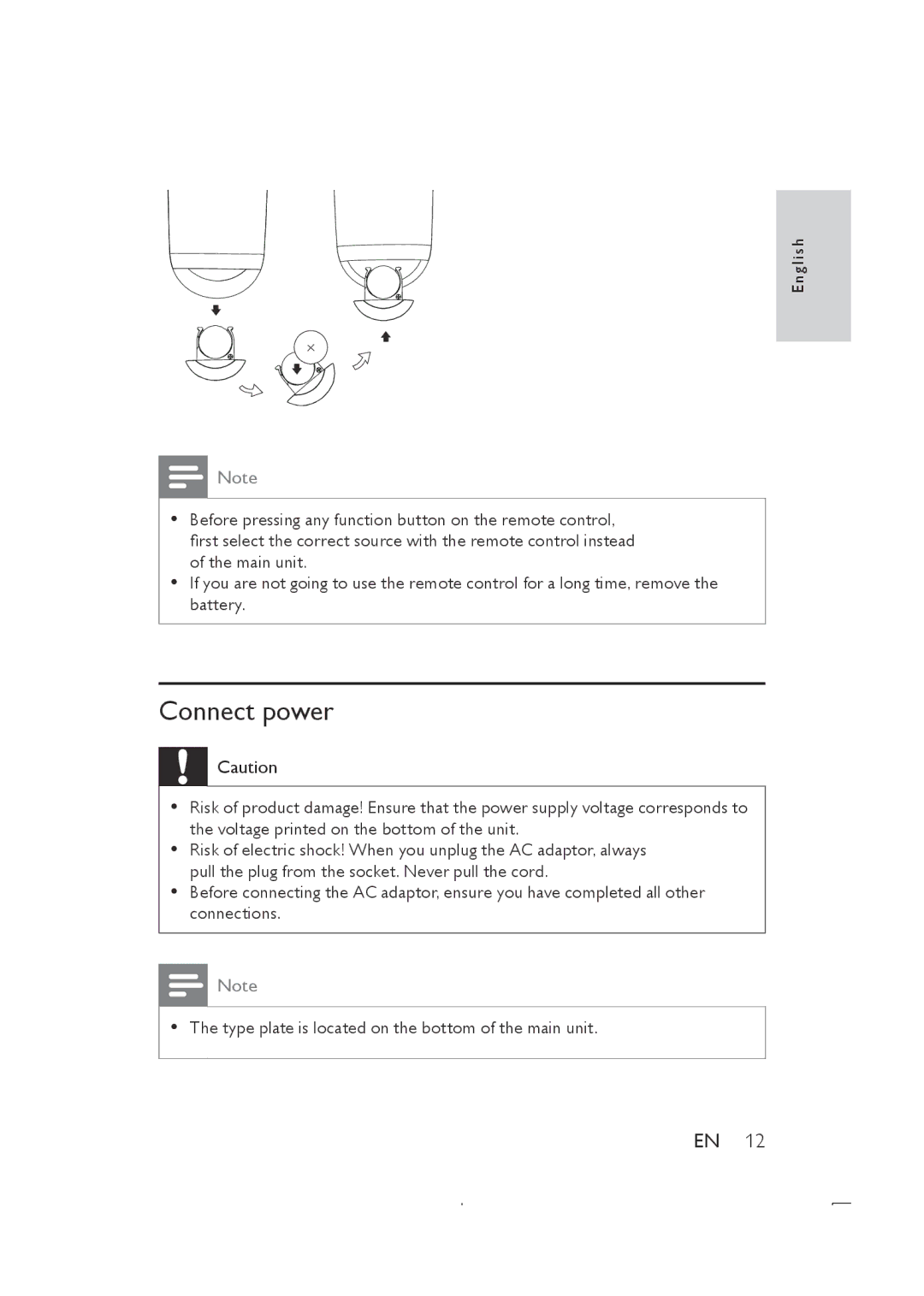 Philips DS8500 user manual Connect power 