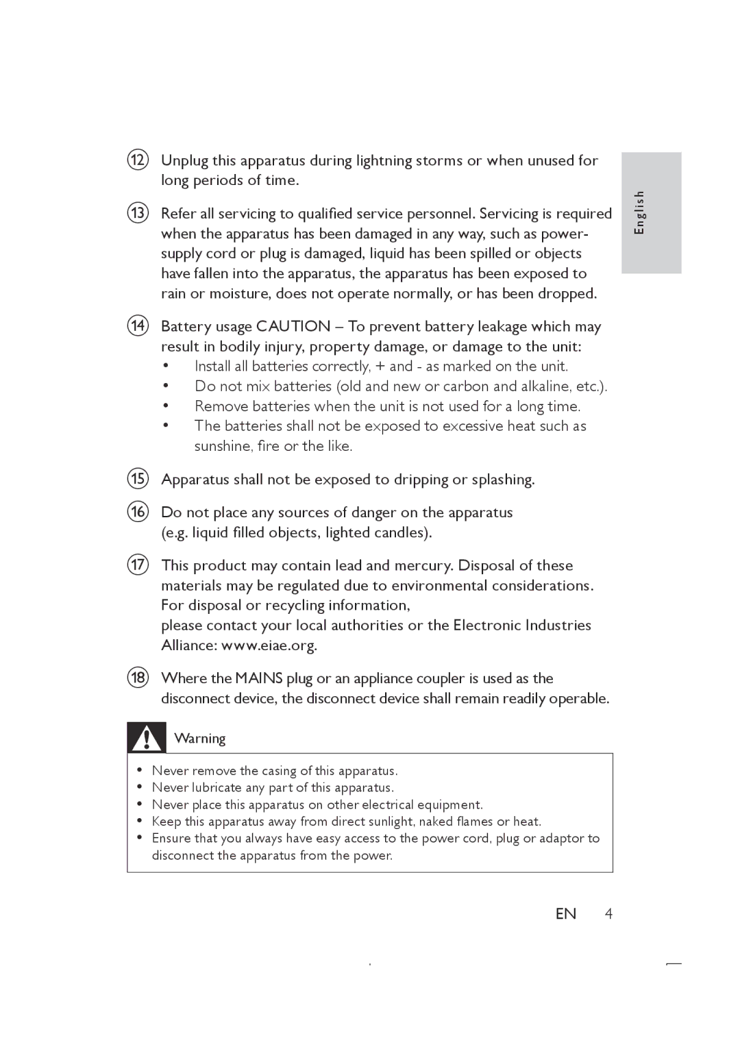 Philips DS8500 user manual Install all batteries correctly, + and as marked on the unit 