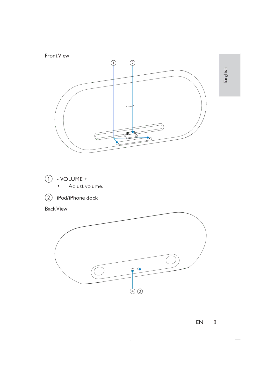 Philips DS8500 user manual Volume + 