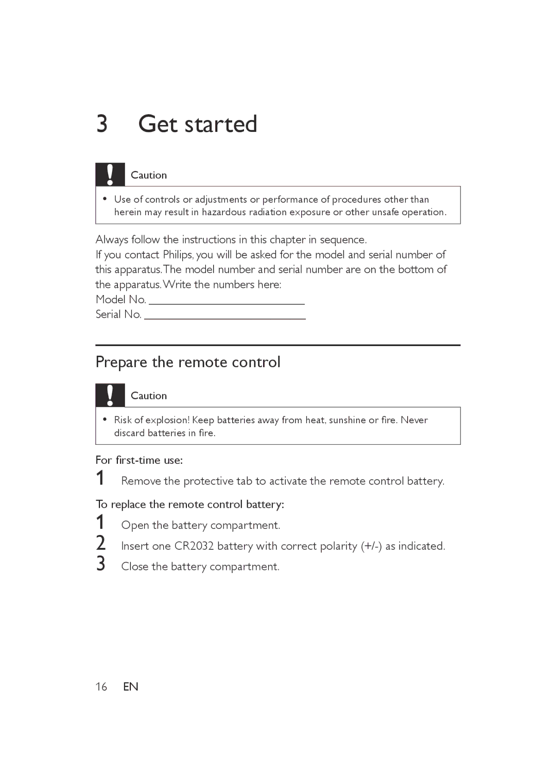 Philips DS8500/37 user manual Get started, Prepare the remote control 