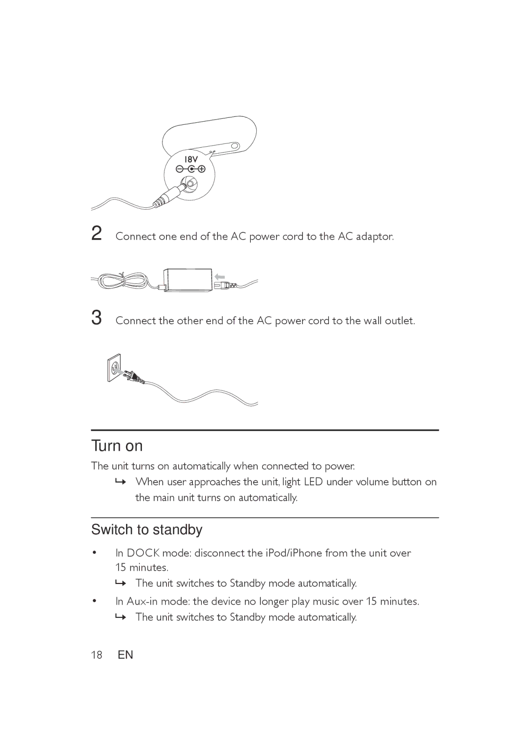 Philips DS8500/37 user manual Turn on, Switch to standby 