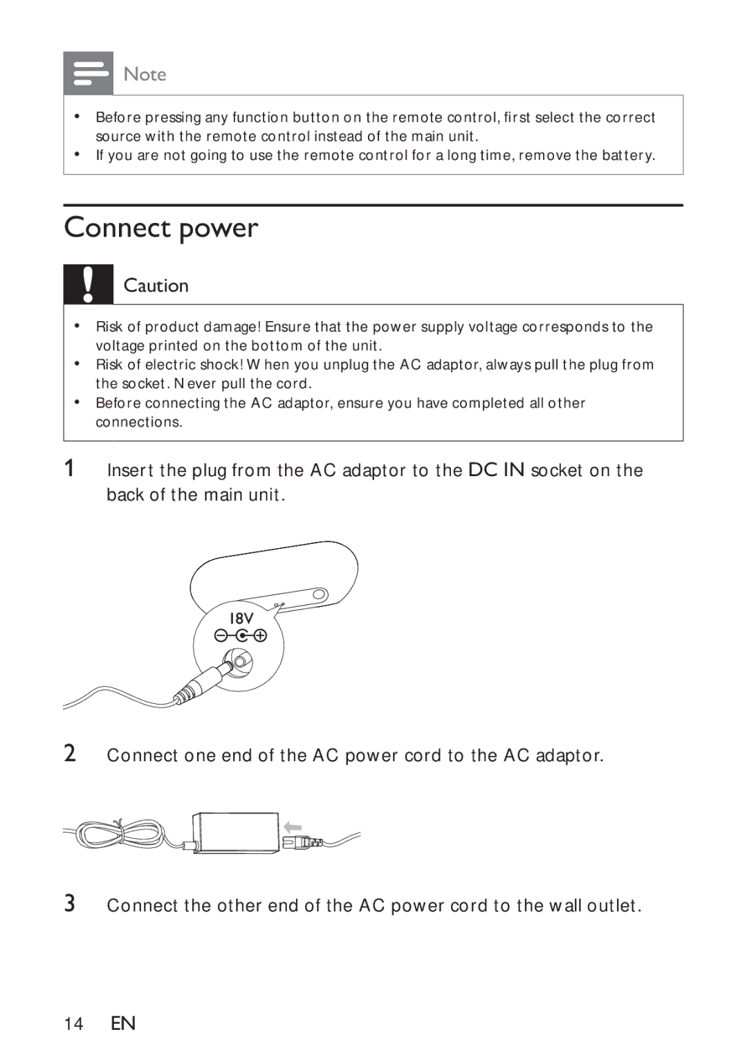 Philips DS8550/10, HK-1032-DS8550 user manual Connect power 