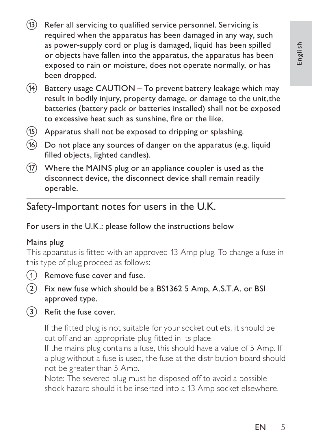 Philips DS8550/10, HK-1032-DS8550 user manual Safety-Important notes for users in the U.K 