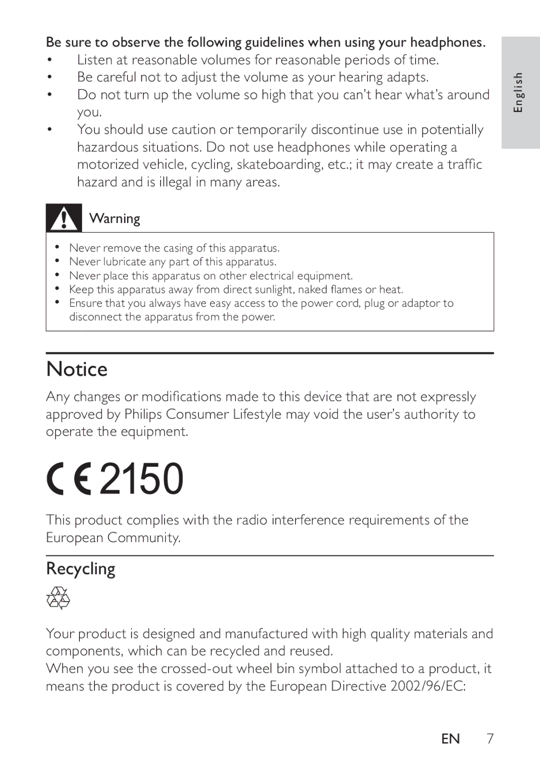 Philips HK-1032-DS8550, DS8550/10 user manual Recycling 