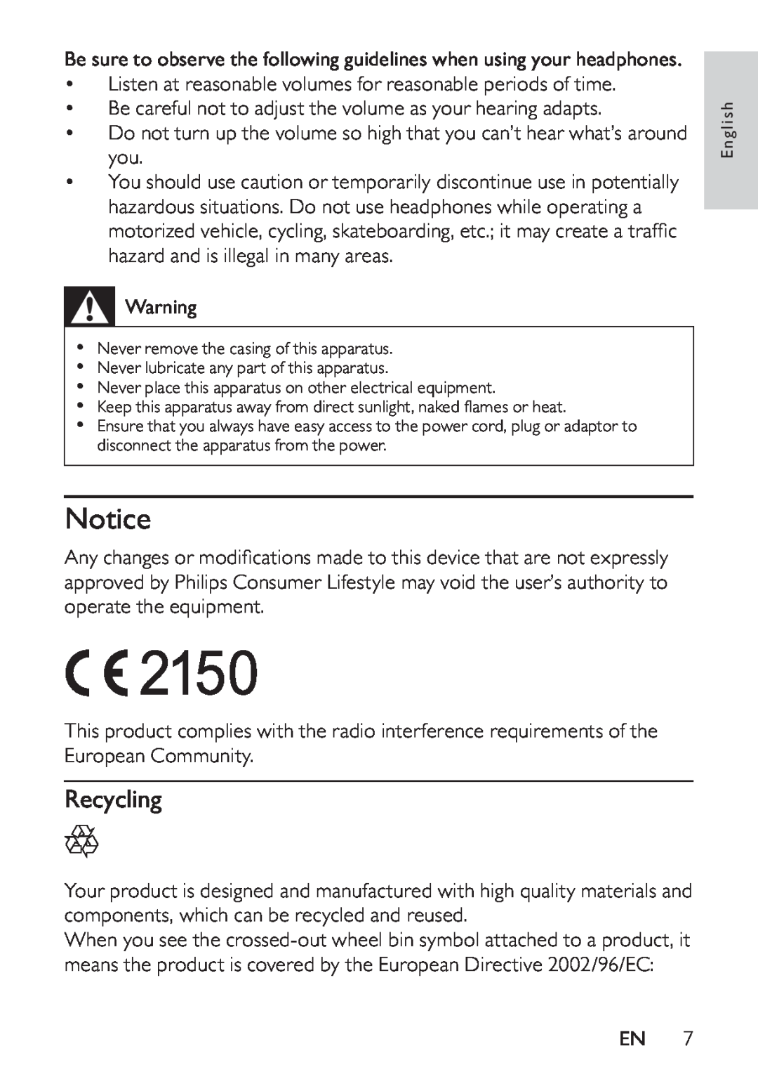 Philips HK-1032-DS8550, DS8550/10 user manual Recycling 