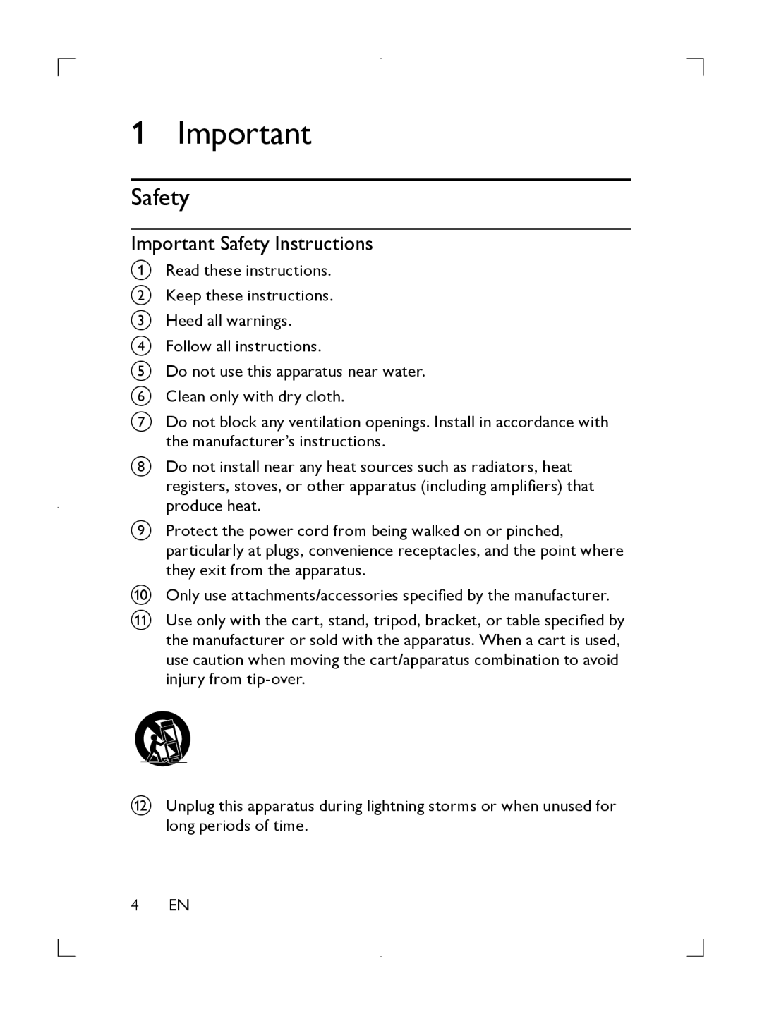 Philips DS8550 user manual Important Safety Instructions 