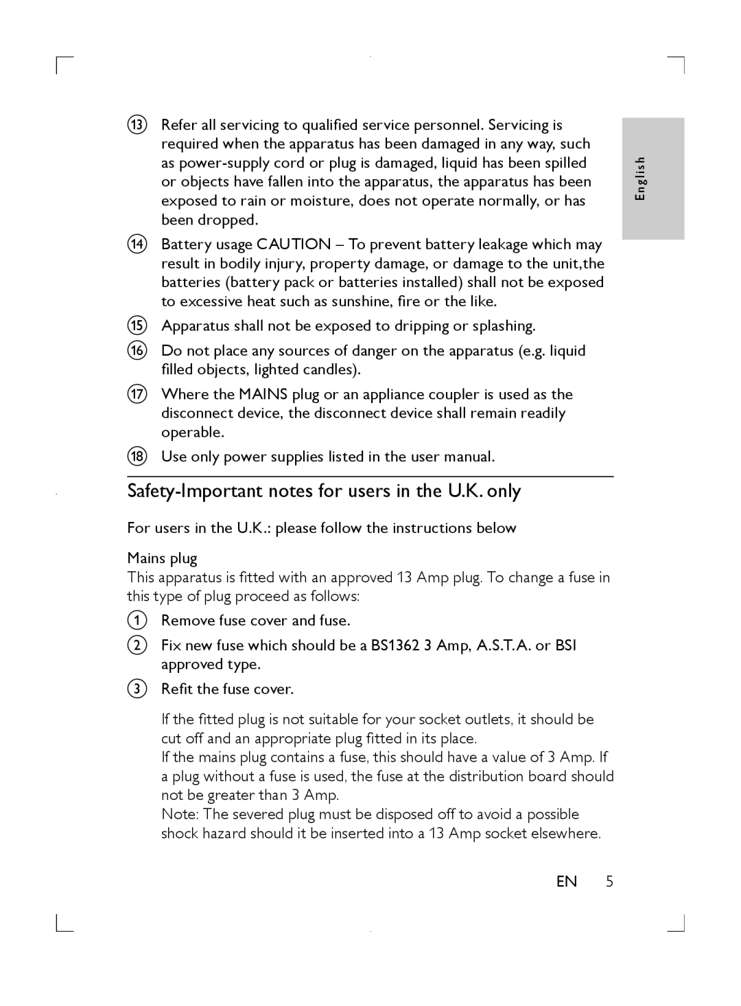 Philips DS8550 user manual Safety-Important notes for users in the U.K. only 