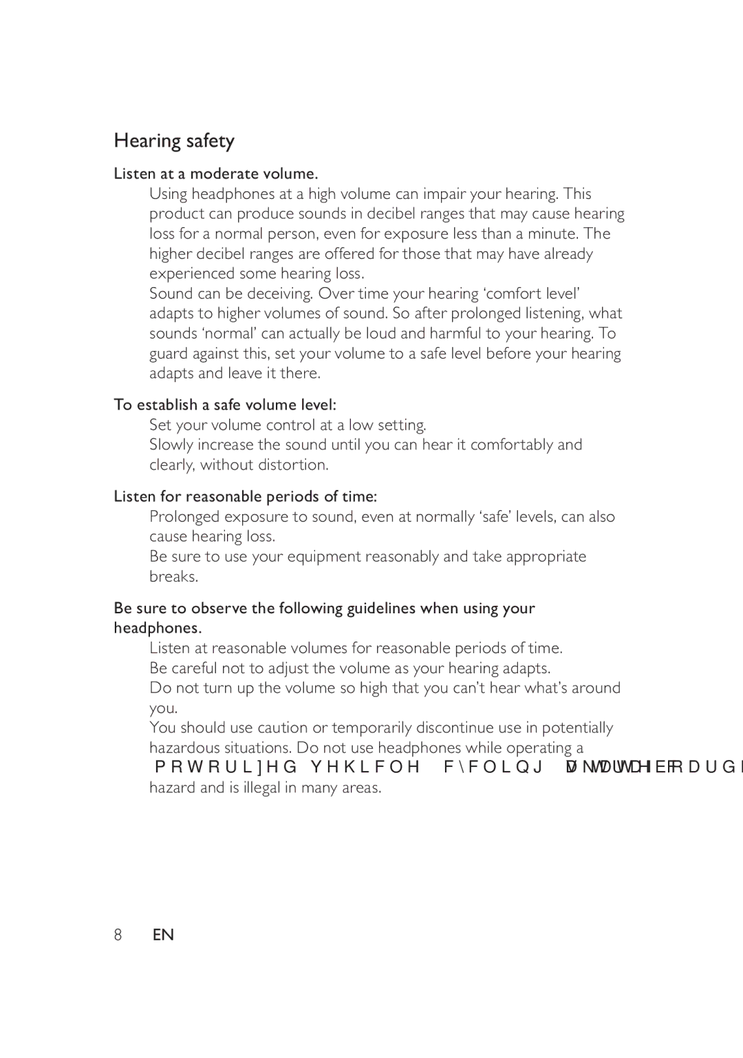 Philips DS8550 user manual Hearing safety 