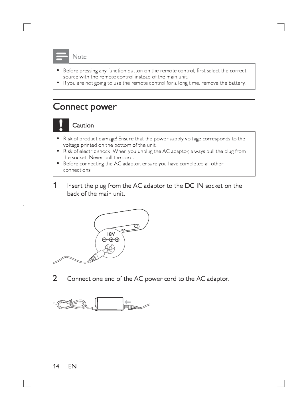 Philips DS8550 user manual Connect power 