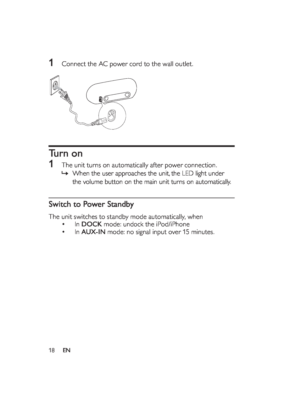 Philips DS9000/37 user manual Turn on, Switch to Power Standby 