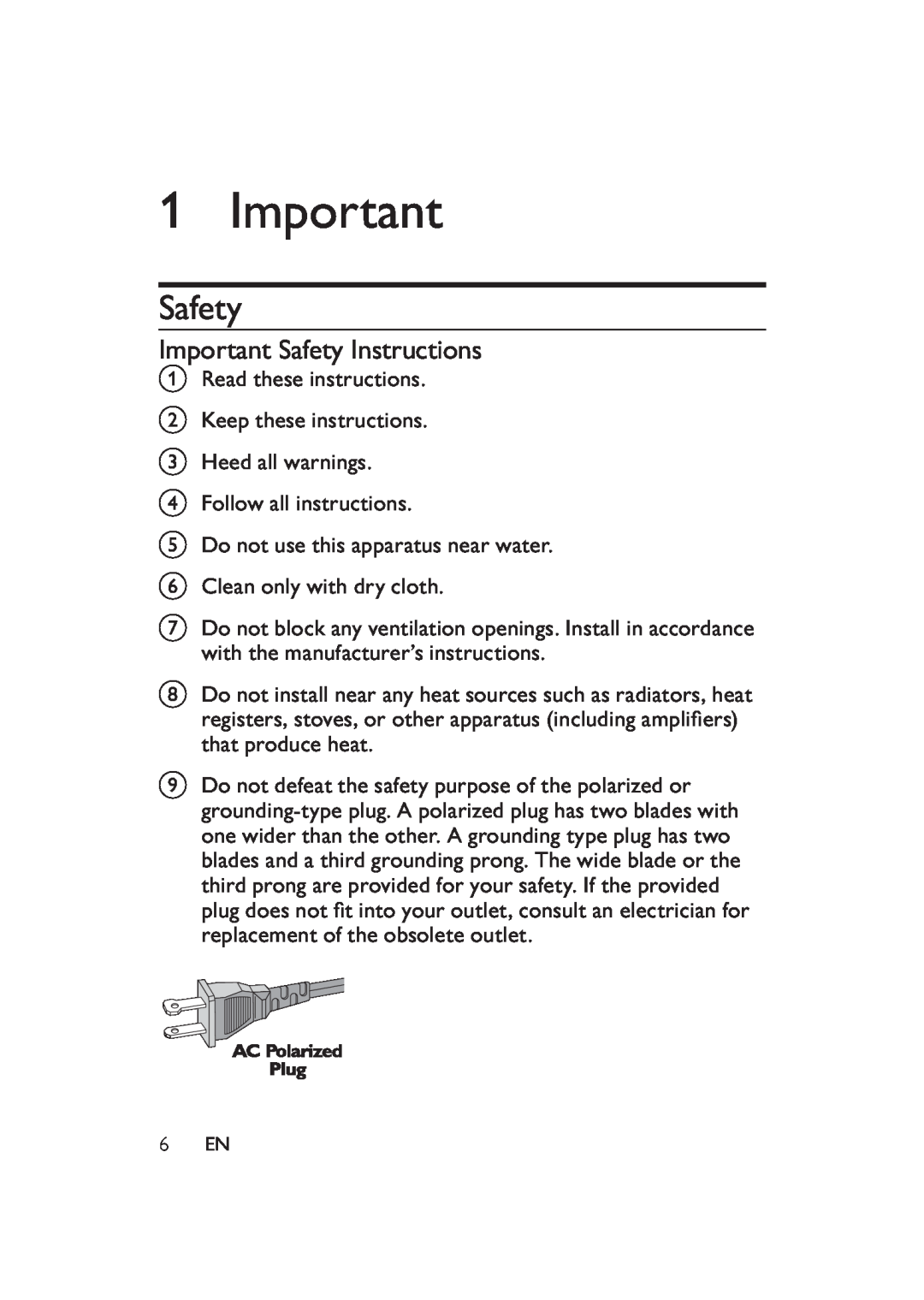 Philips DS9000/37 user manual Important Safety Instructions 