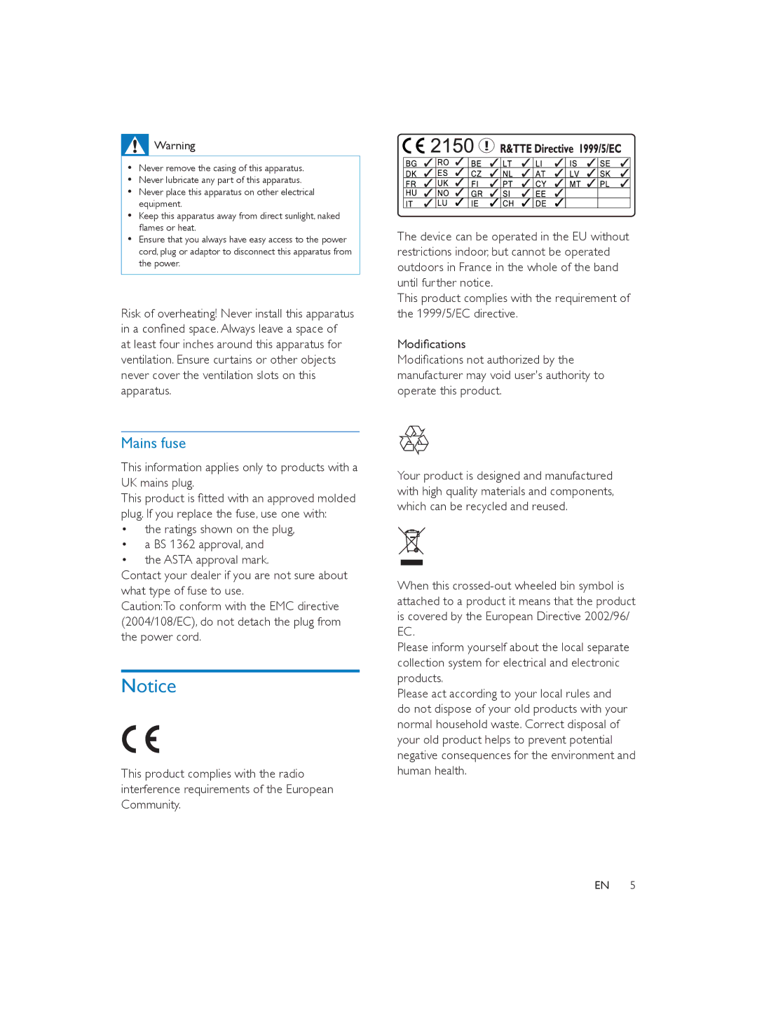 Philips DS9800W user manual 0RGLÀFDWLRQV, Your product is designed and manufactured 