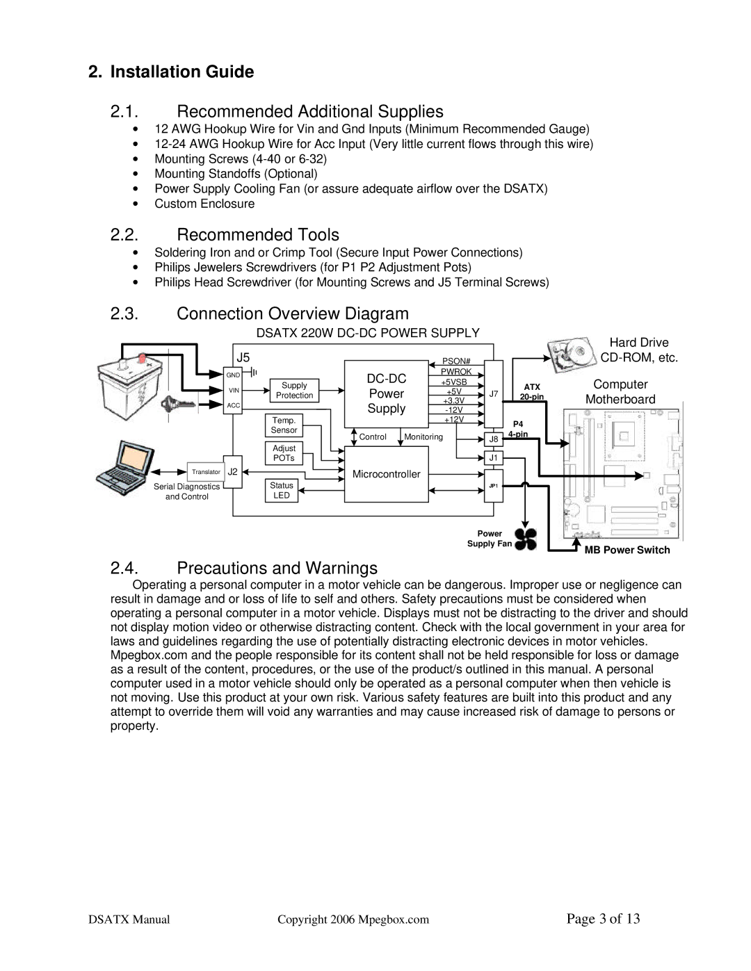 Philips DSATX 220 Installation Guide, Recommended Additional Supplies, Recommended Tools, Connection Overview Diagram 