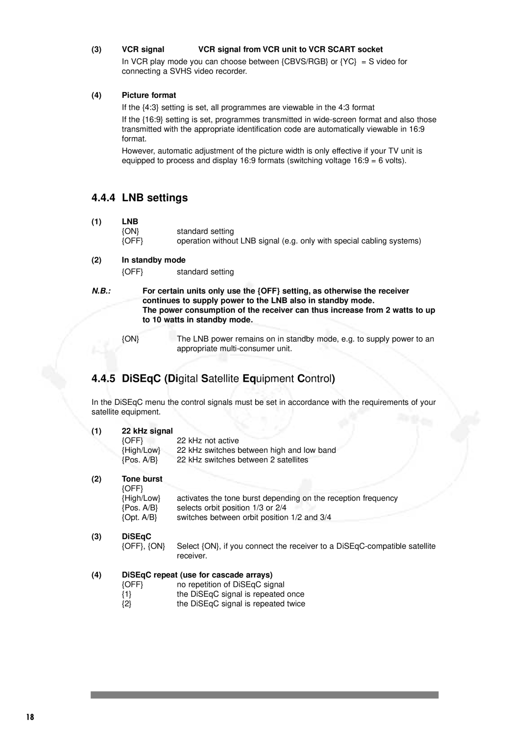 Philips DSR2000/00M manual LNB settings, Lnb 