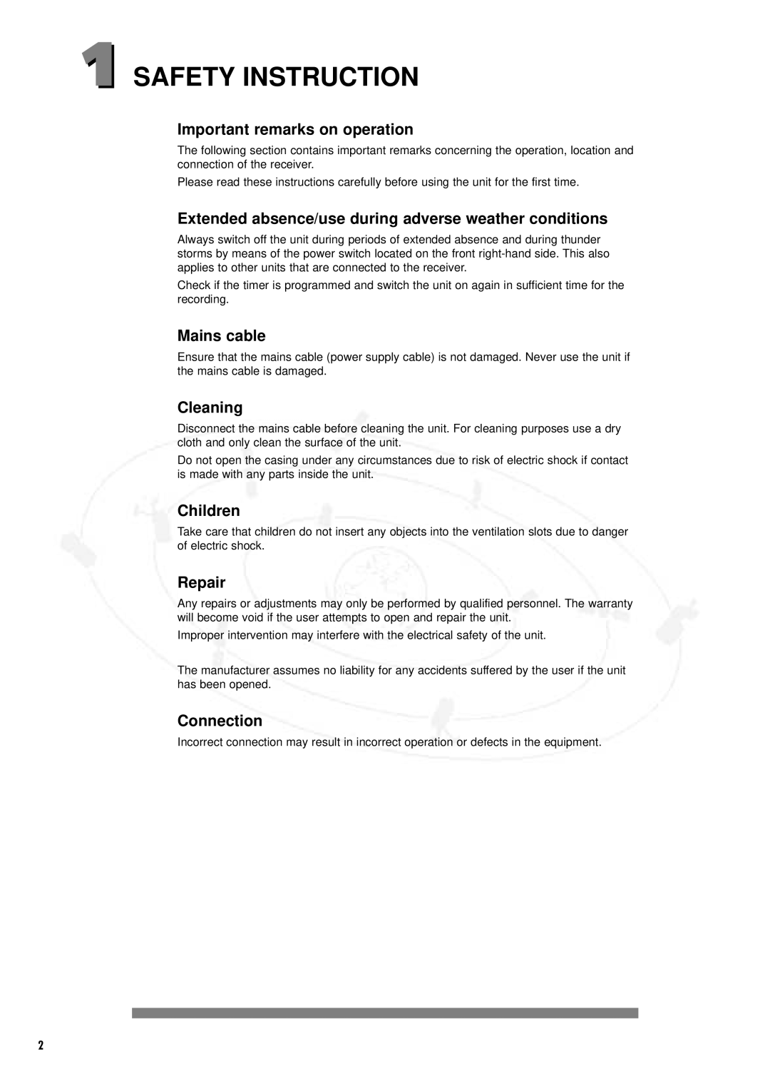 Philips DSR2000/00M manual Safety Instruction 