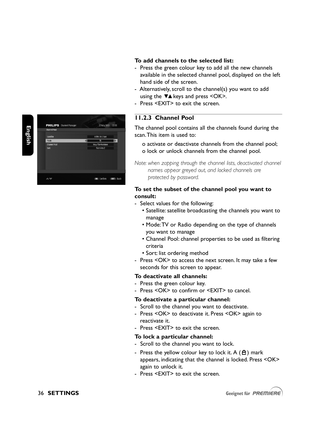 Philips DSR2010 manual Channel Pool 