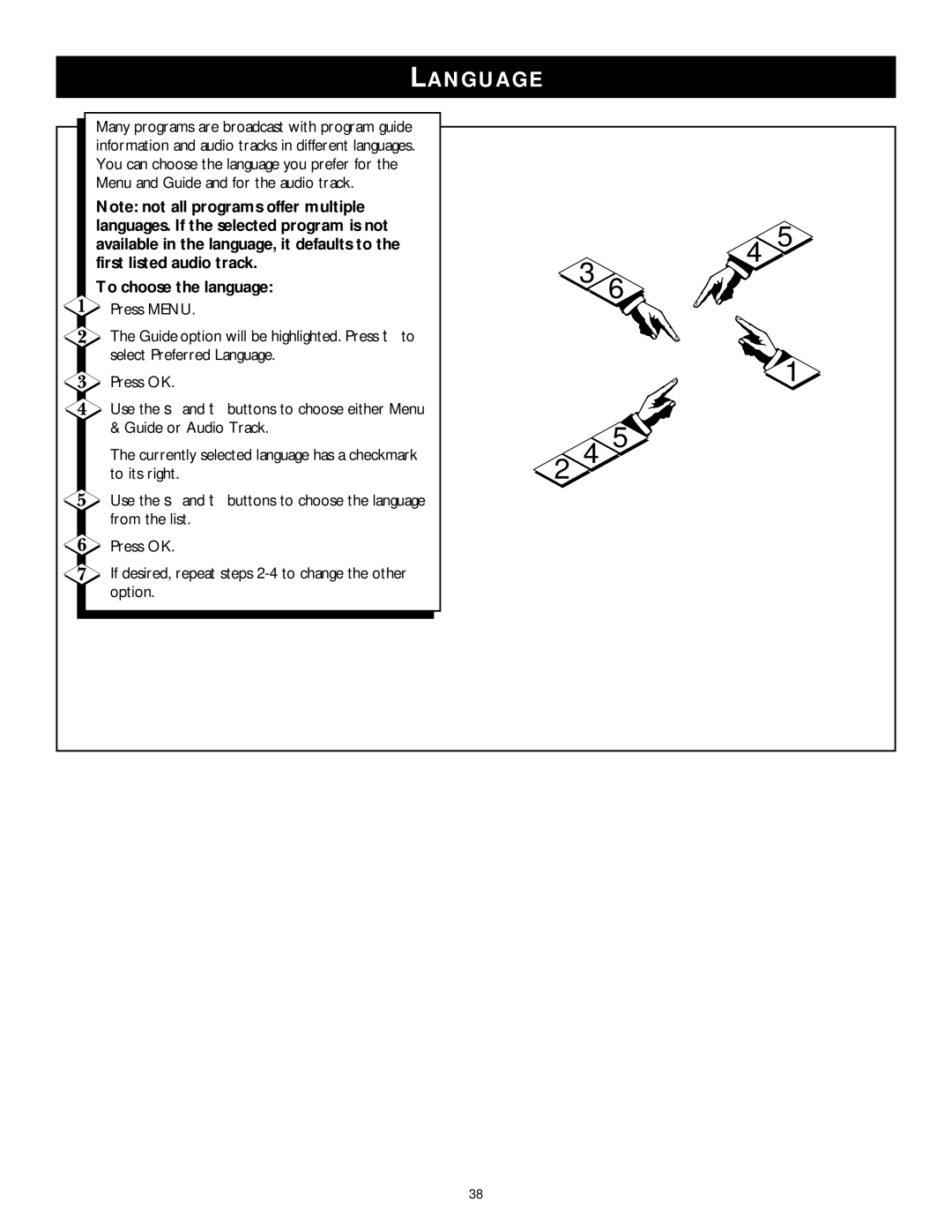 Philips DSX 5350 user manual Language, To choose the language 