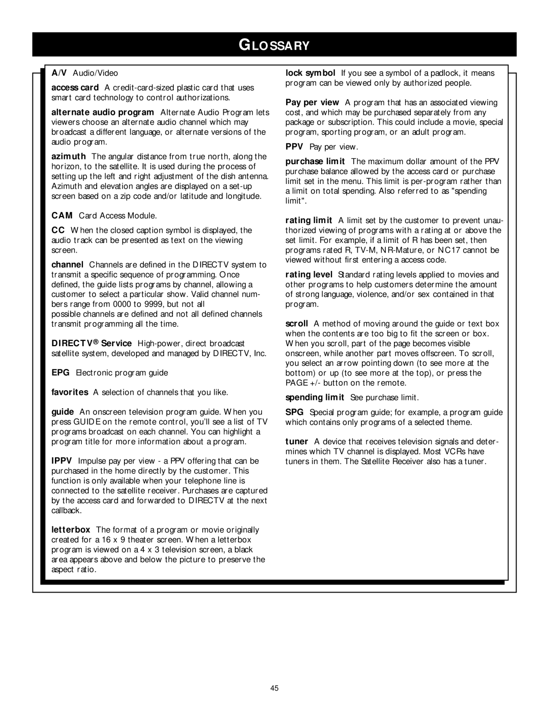 Philips DSX 5350 user manual Glossary, Audio/Video 