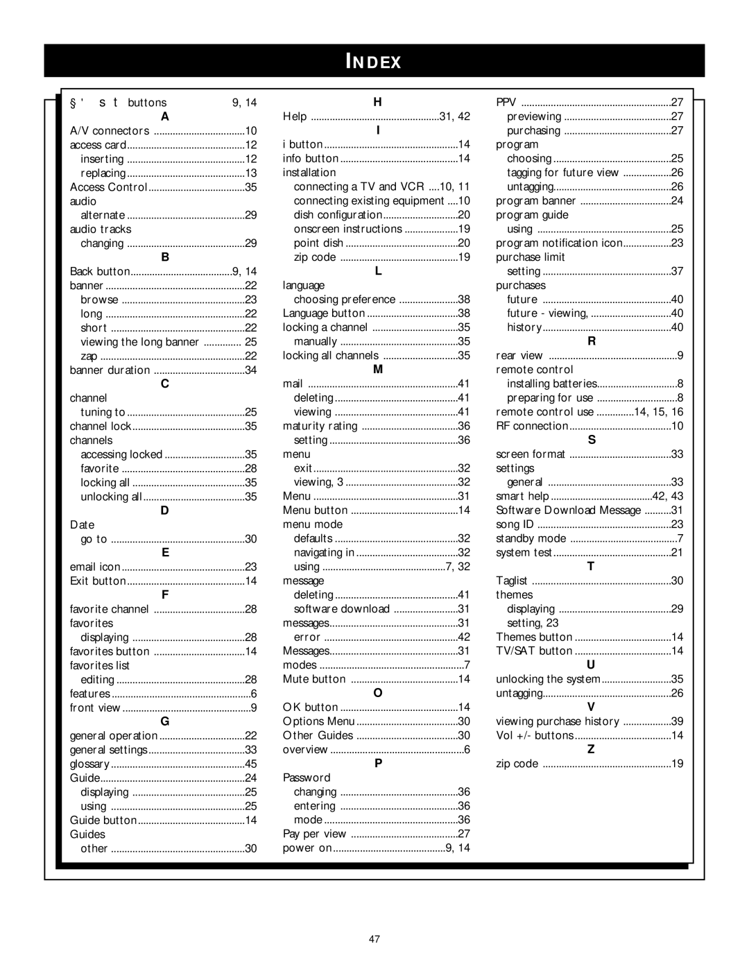 Philips DSX 5350 user manual Index 